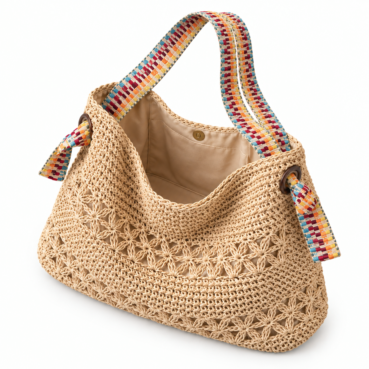 The Isla Woven Tote — interior