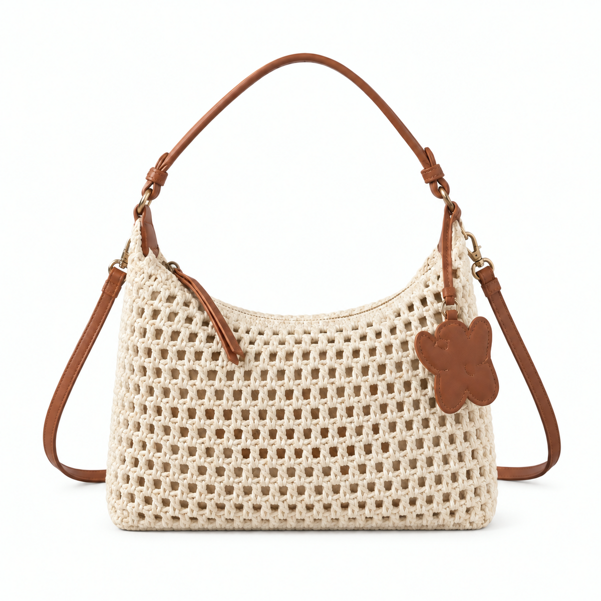 The Solana Woven Shoulder Bag — front
