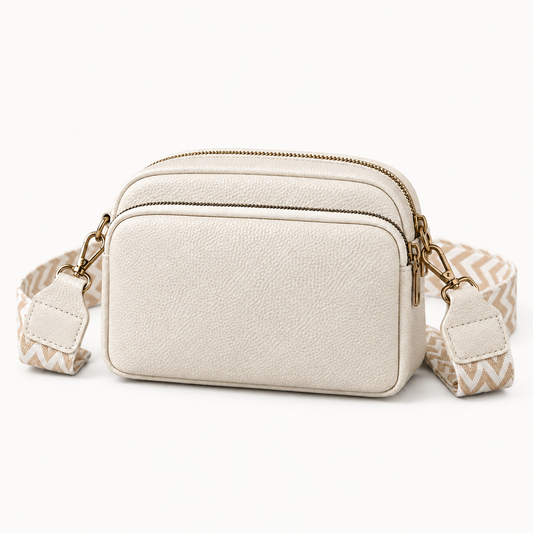 The Mercer Double-Zip Crossbody in Ivory