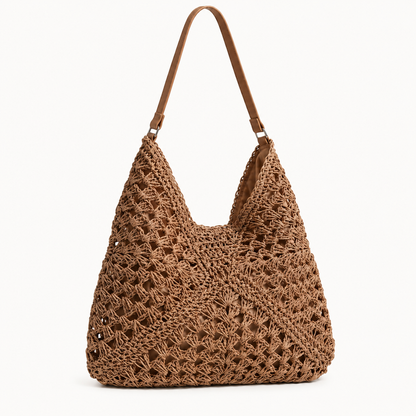 The Valencia Crochet Hobo in Solid Brown