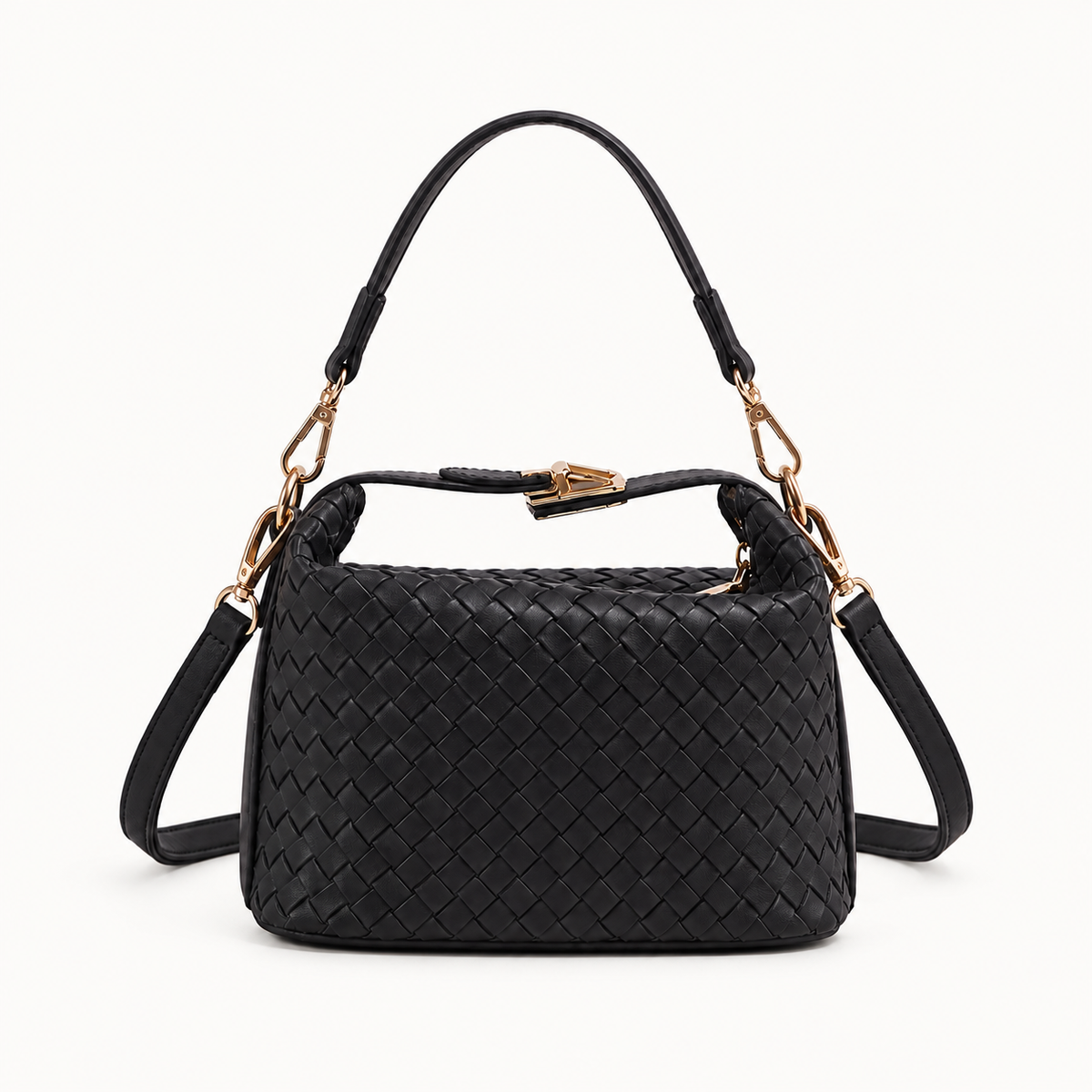 The Marlow Woven Satchel in Black