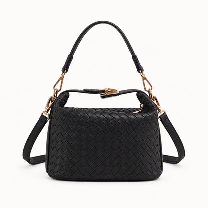 The Marlow Woven Satchel in Black