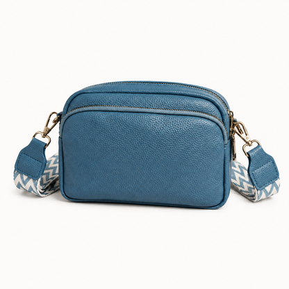 The Mercer Double-Zip Crossbody in Blue