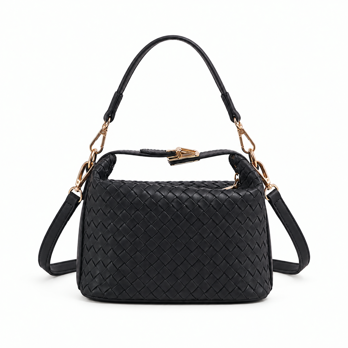 The Marlow Woven Satchel — black