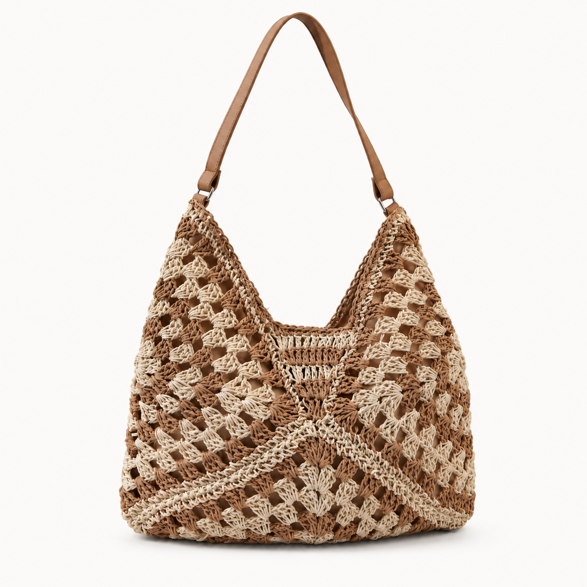 The Valencia Crochet Hobo in Brown Mix
