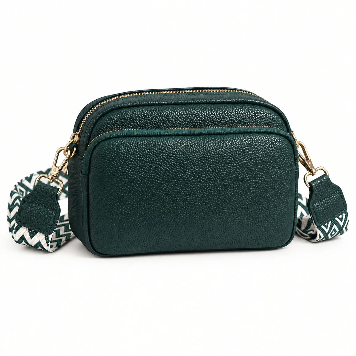 The Mercer Double-Zip Crossbody — forest green