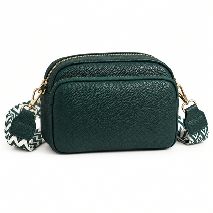 The Mercer Double-Zip Crossbody — forest green