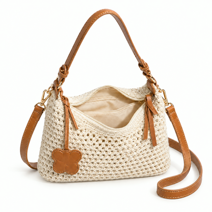 The Solana Woven Shoulder Bag — interior