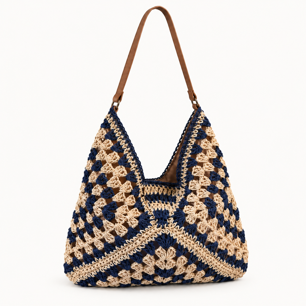 The Valencia Crochet Hobo in Navy Mix