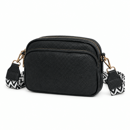 The Mercer Double-Zip Crossbody — black