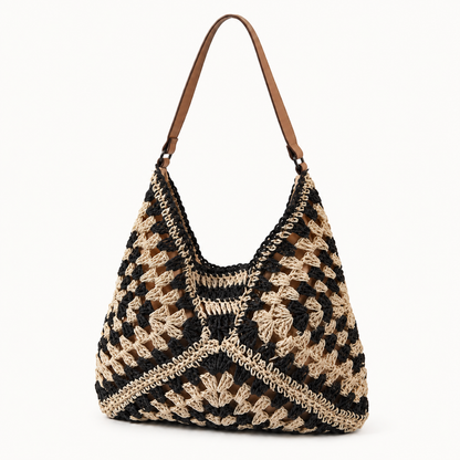 The Valencia Crochet Hobo in Black Mix