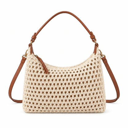 The Solana Woven Shoulder Bag — rear