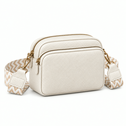 The Mercer Double-Zip Crossbody — three quarter